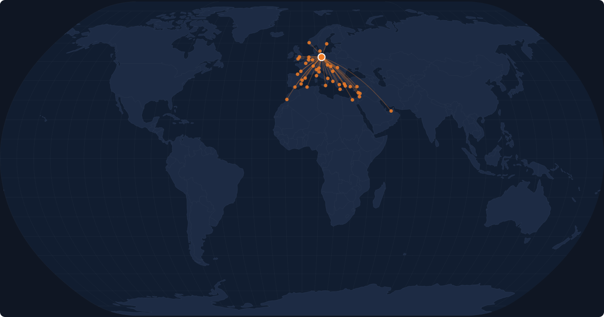 Nonstop route network at Berlin (BER)