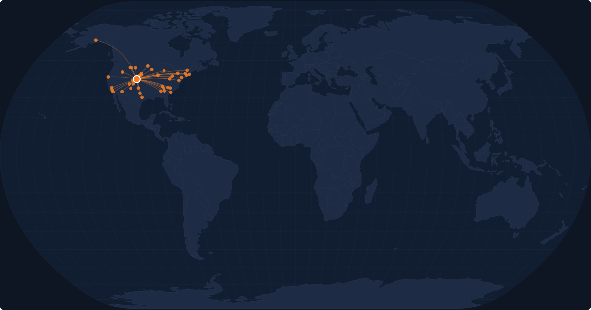 Nonstop route network at Denver (DEN)