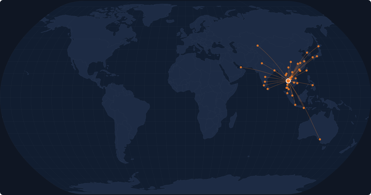 Nonstop route network at Bangkok (DMK)