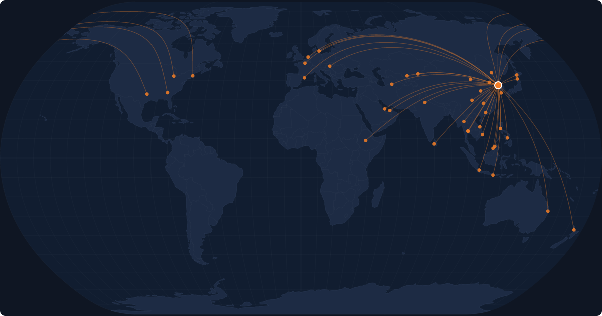 Nonstop route network at Seoul (ICN)