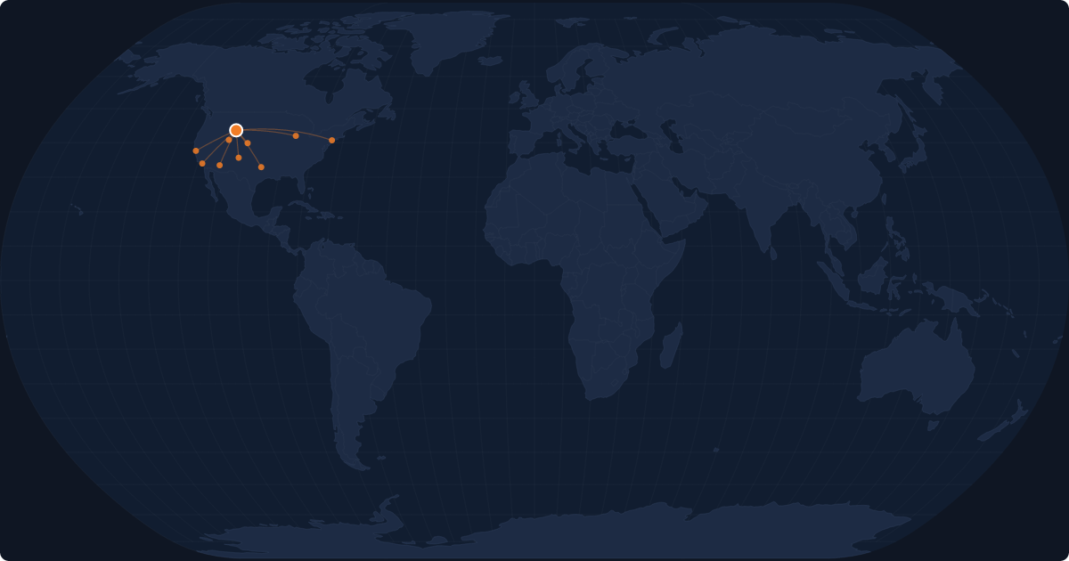 Nonstop route network at Jackson (JAC)