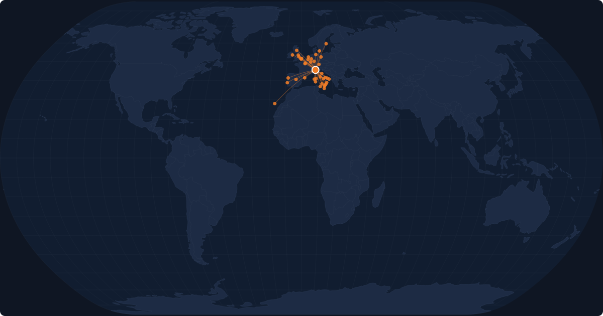 Nonstop route network at Milan (LIN)