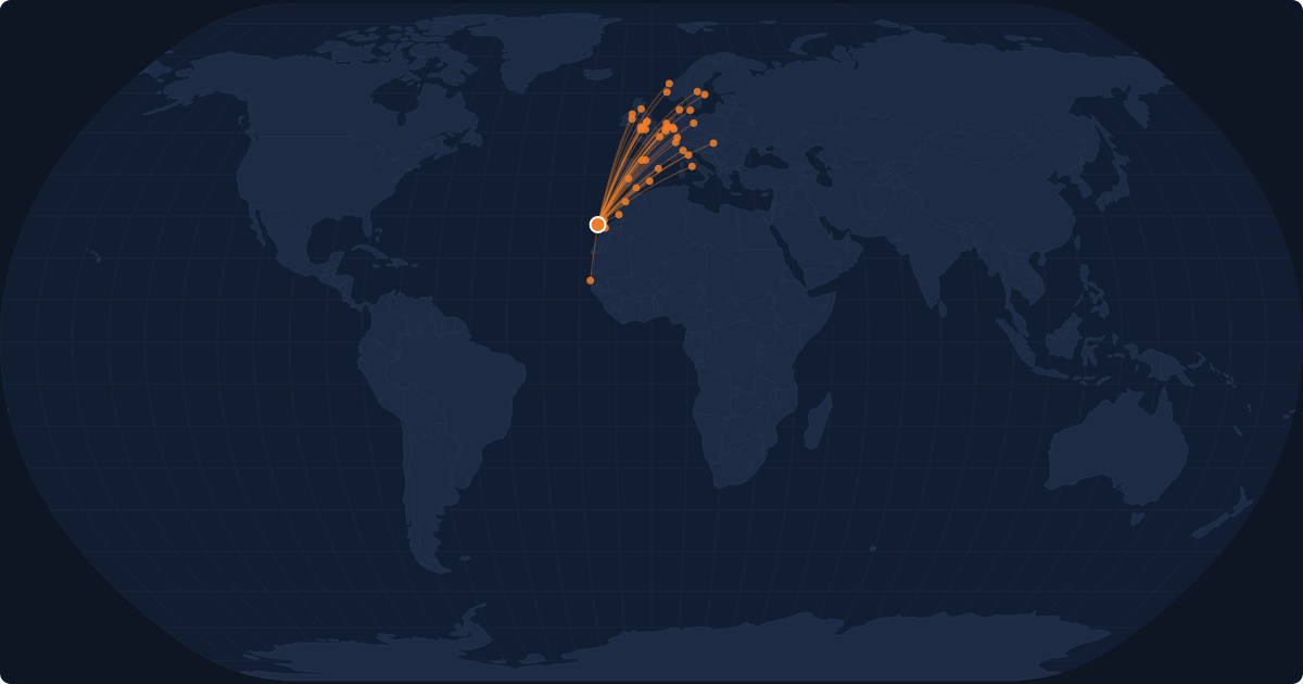 Nonstop route network at Gran Canaria Island (LPA)