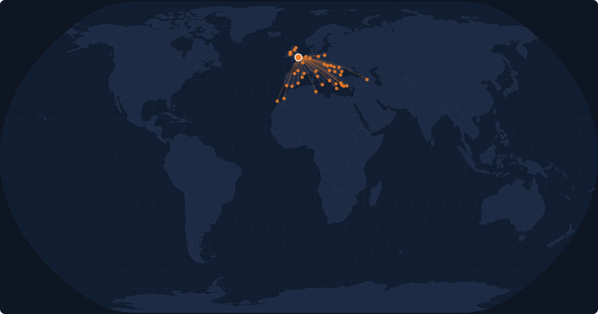 Nonstop route network at London (LTN)