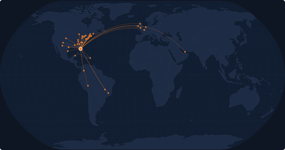 Nonstop route network at Orlando (MCO)