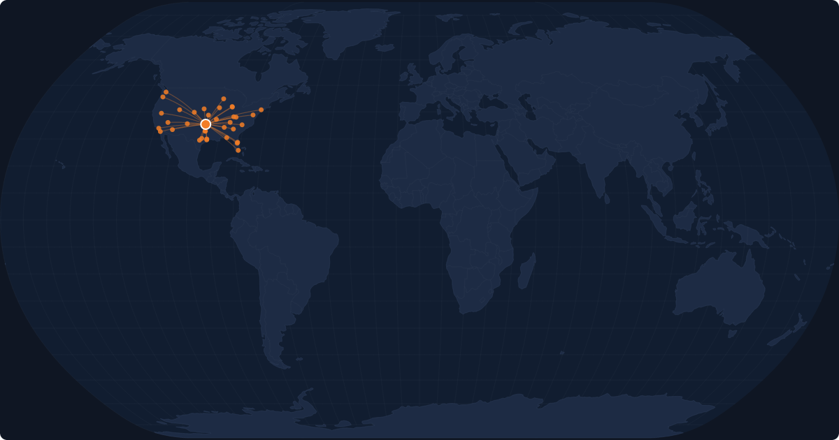 Nonstop route network at Oklahoma City (OKC)