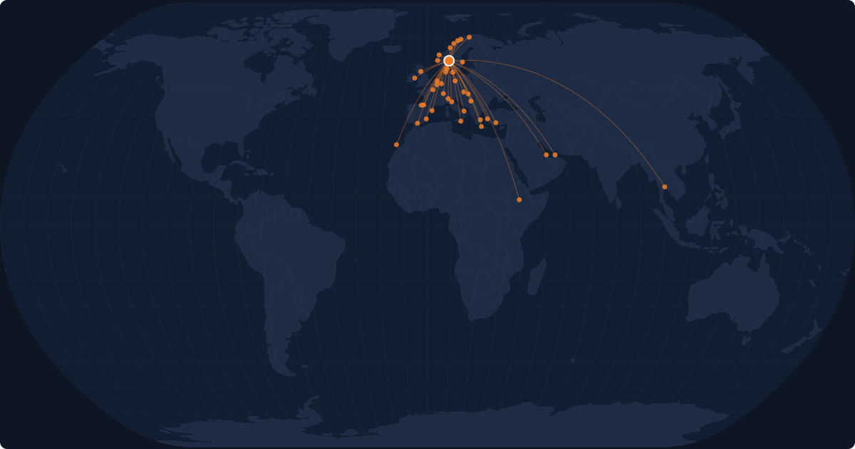Nonstop route network at Oslo (OSL)