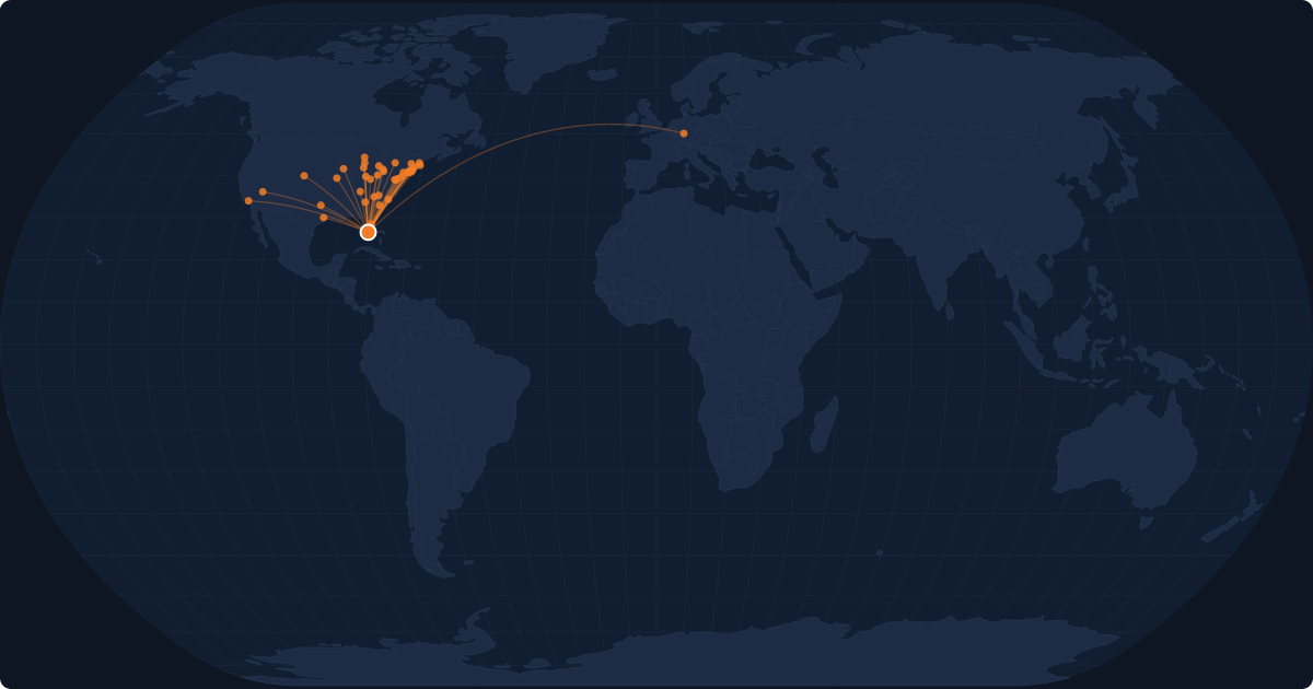 Nonstop route network at Fort Myers (RSW)