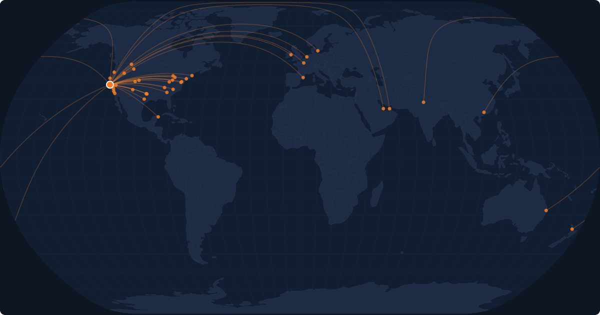 Nonstop route network at San Francisco (SFO)