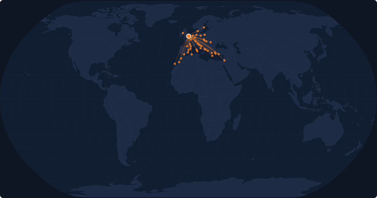 Nonstop route network at London (STN)