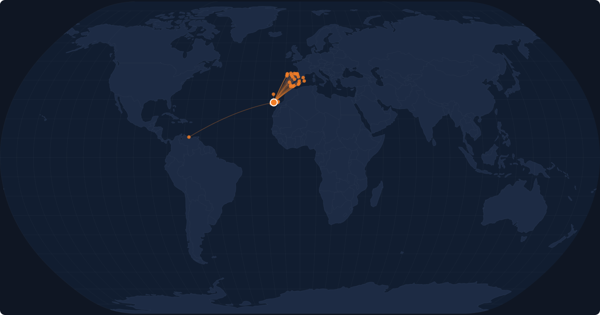 Nonstop route network at Tenerife (TFN)