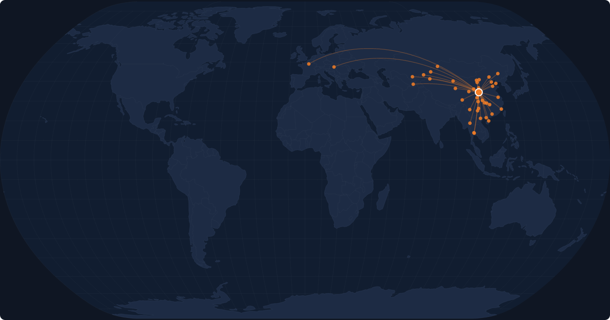 Nonstop route network at Xi'an (XIY)